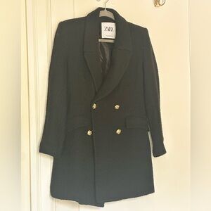 Zara Black Double-Breasted Coat